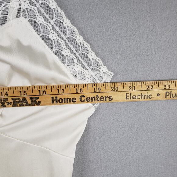 Vintage 40 Lace Trim Lingerie Slip Dress White Y2K Sabrina Carpenter Angelcore - Picture 4 of 10